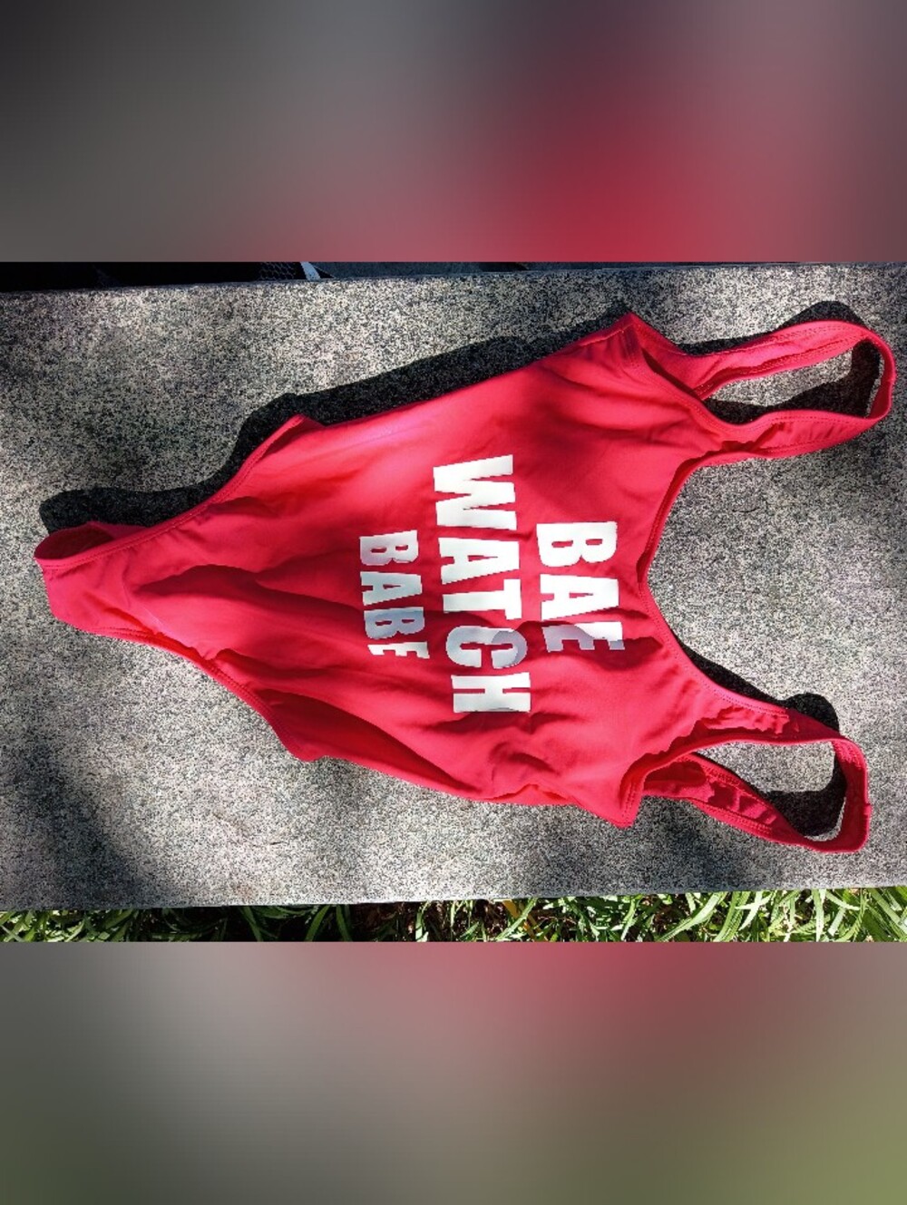 California Waves Red One-Piece Swimsuit with White Lettering